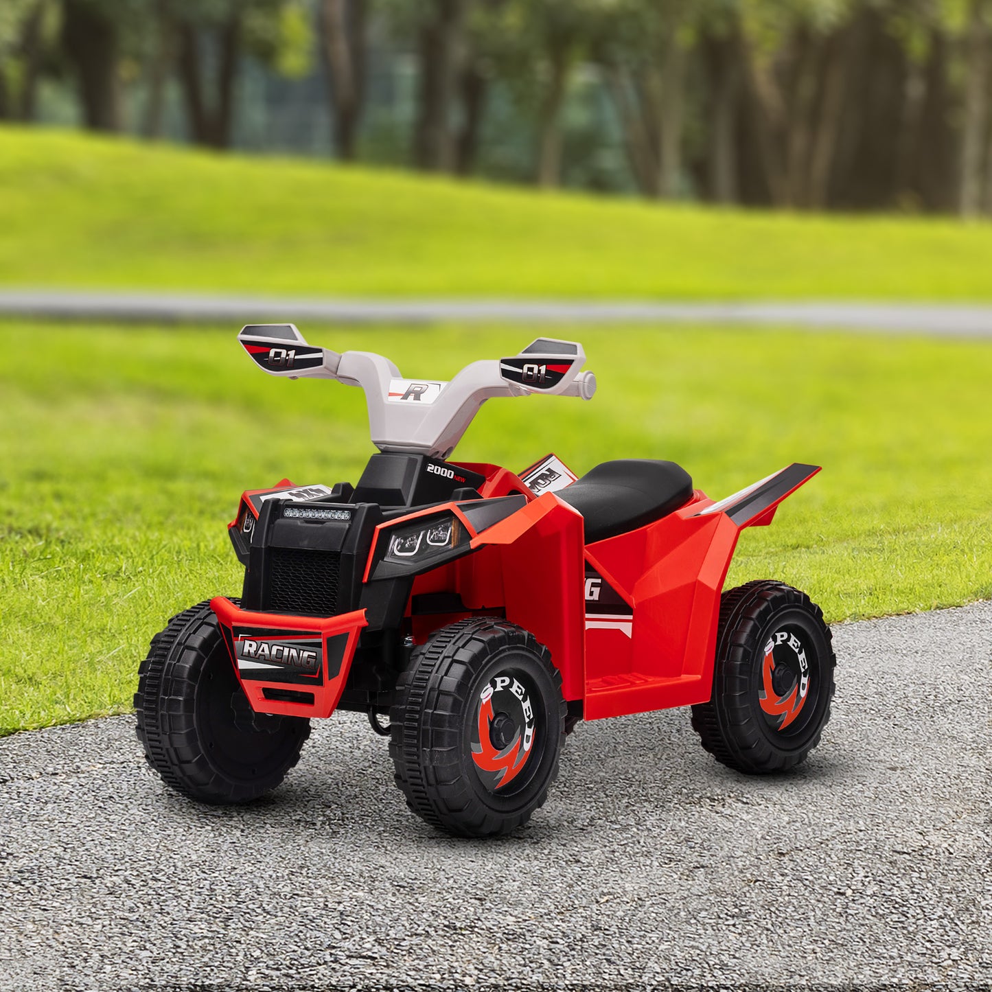 VarietyKart 6V Quad Kids Electric Car with Wear-resistant Wheels, for Boys and Girls Aged 18-36 Months, Red