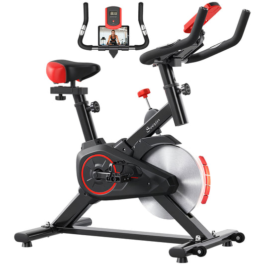 Soozier Upright Exercise Bike, Magnetic Resistance Stationary Bike with LCD Display, Indoor Cycling Bike for Home w/ Adj