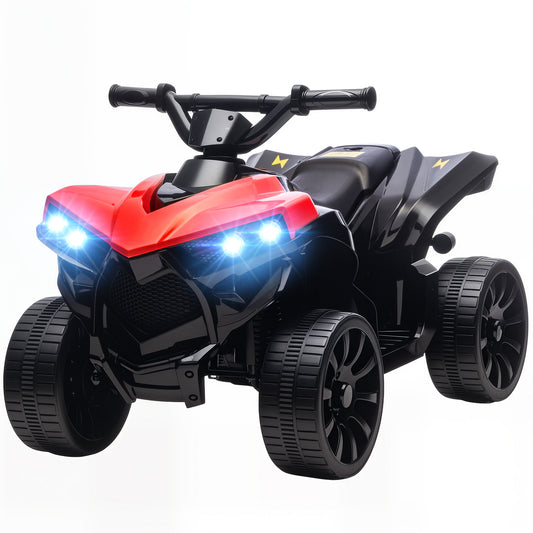 Qaba 6V Kids ATV, 4 Wheeler Electric Ride on Car with Music and LED Headlights, for Ages 37-72 Months Boys and Girls, Re