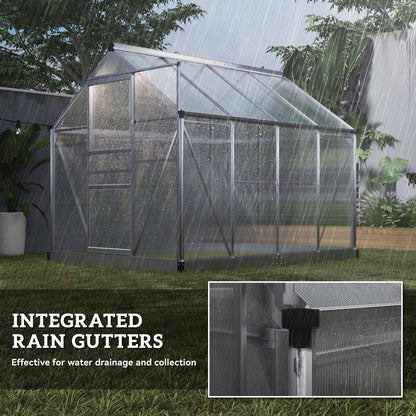 6' x 8' x 6.6' Polycarbonate Greenhouse, Walk-In Green House Kit Garden, Plants Grow, Galvanized Sheet Aluminum Frame wi
