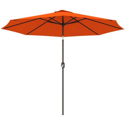 10' x 8' Round Market Umbrella, Patio Umbrella with Crank Handle and Tilt, Outdoor Parasol for Garden, Orange