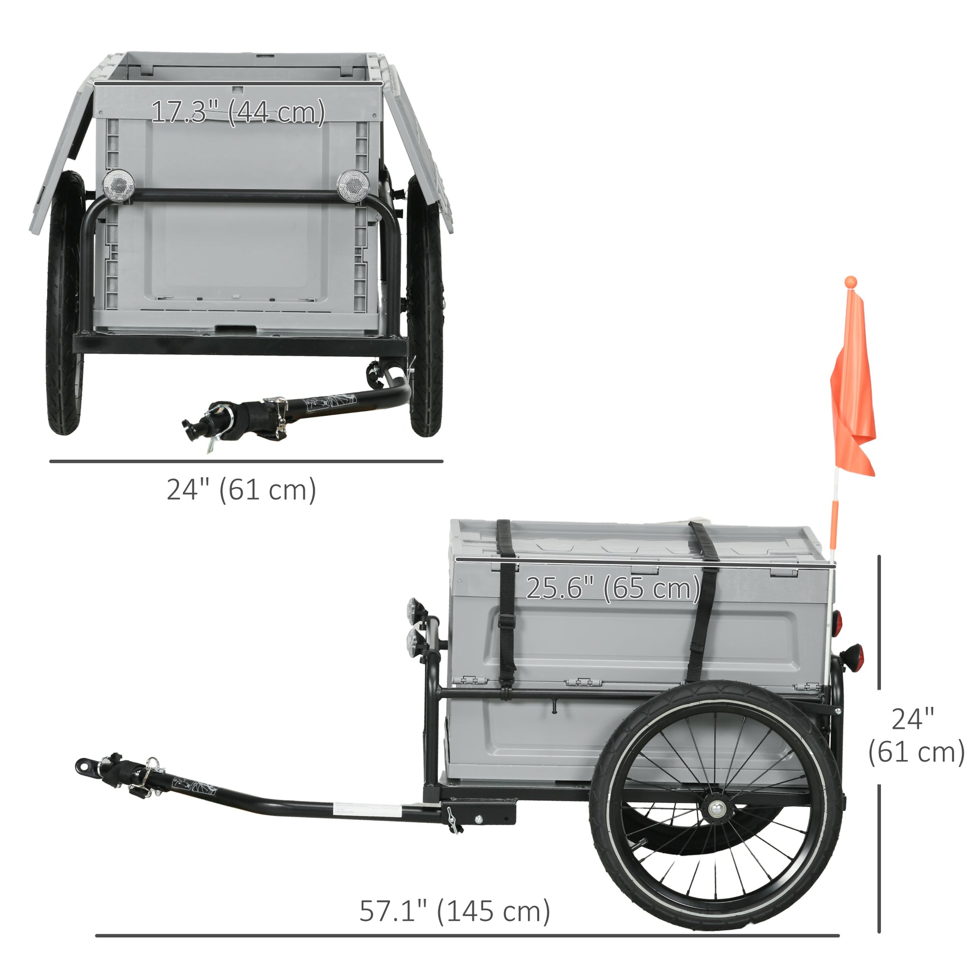 VarietyKart Steel Trailer for Bike, Bicycle Cargo Trailer with Storage Box, Safe Reflectors, Max Load 88LBS