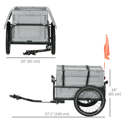 VarietyKart Steel Trailer for Bike, Bicycle Cargo Trailer with Storage Box, Safe Reflectors, Max Load 88LBS