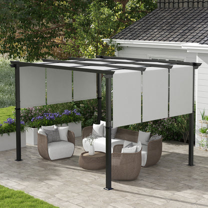 10' x 12' Metal Pergola, Outdoor Pergola with Retractable Canopy, for Garden, Patio, Backyard, Deck