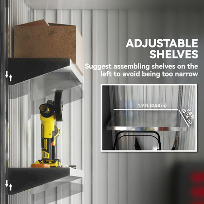 Outdoor Storage Shed, Steel Lean-to Shed with Adjustable Shelf, Lock, Gloves, 5'x3'x6', Green