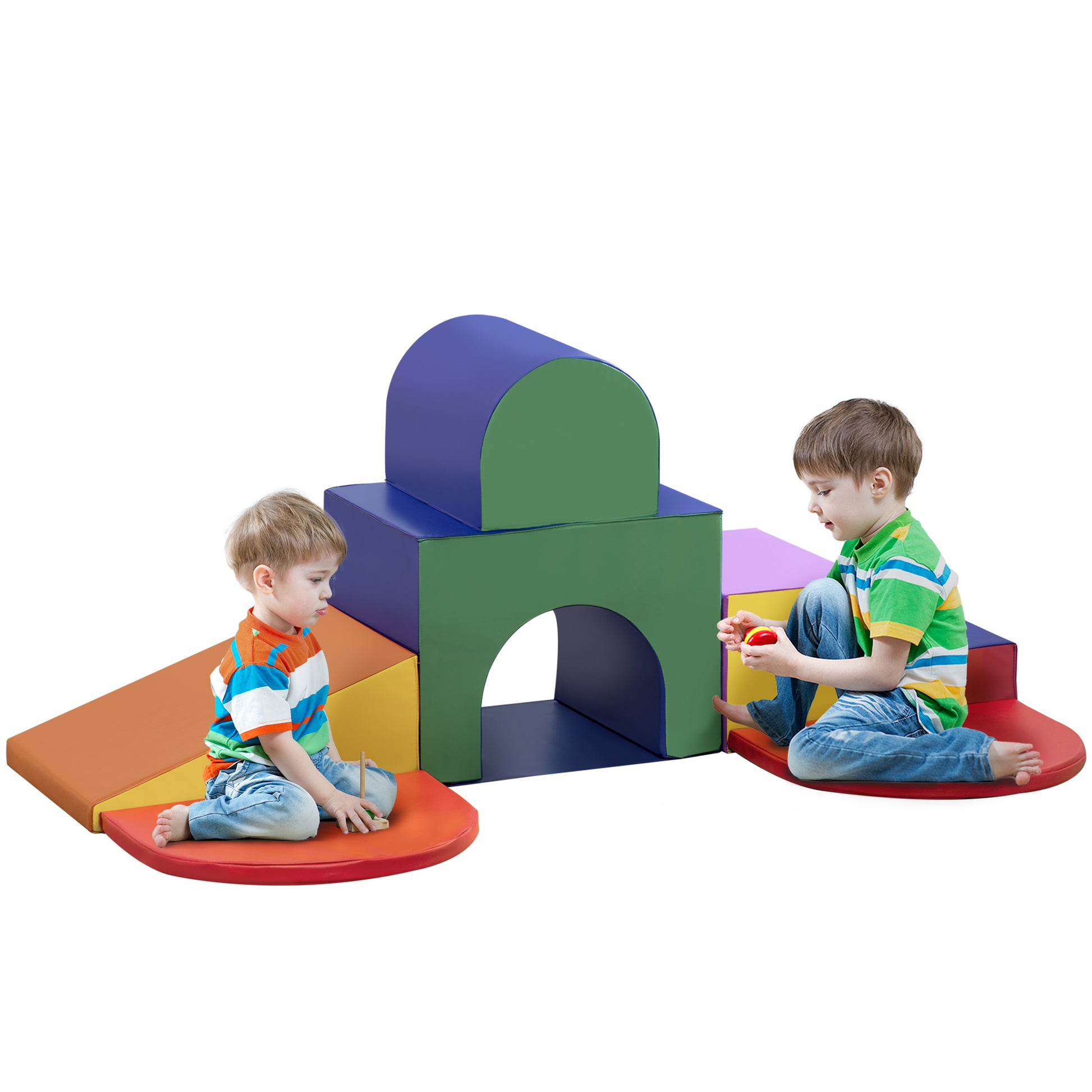 Qaba 7-piece Soft Play, Foam Climbing Blocks for Toddlers, Kids' Educational Climbing Crawling Toys, Kids Foam Play Set 