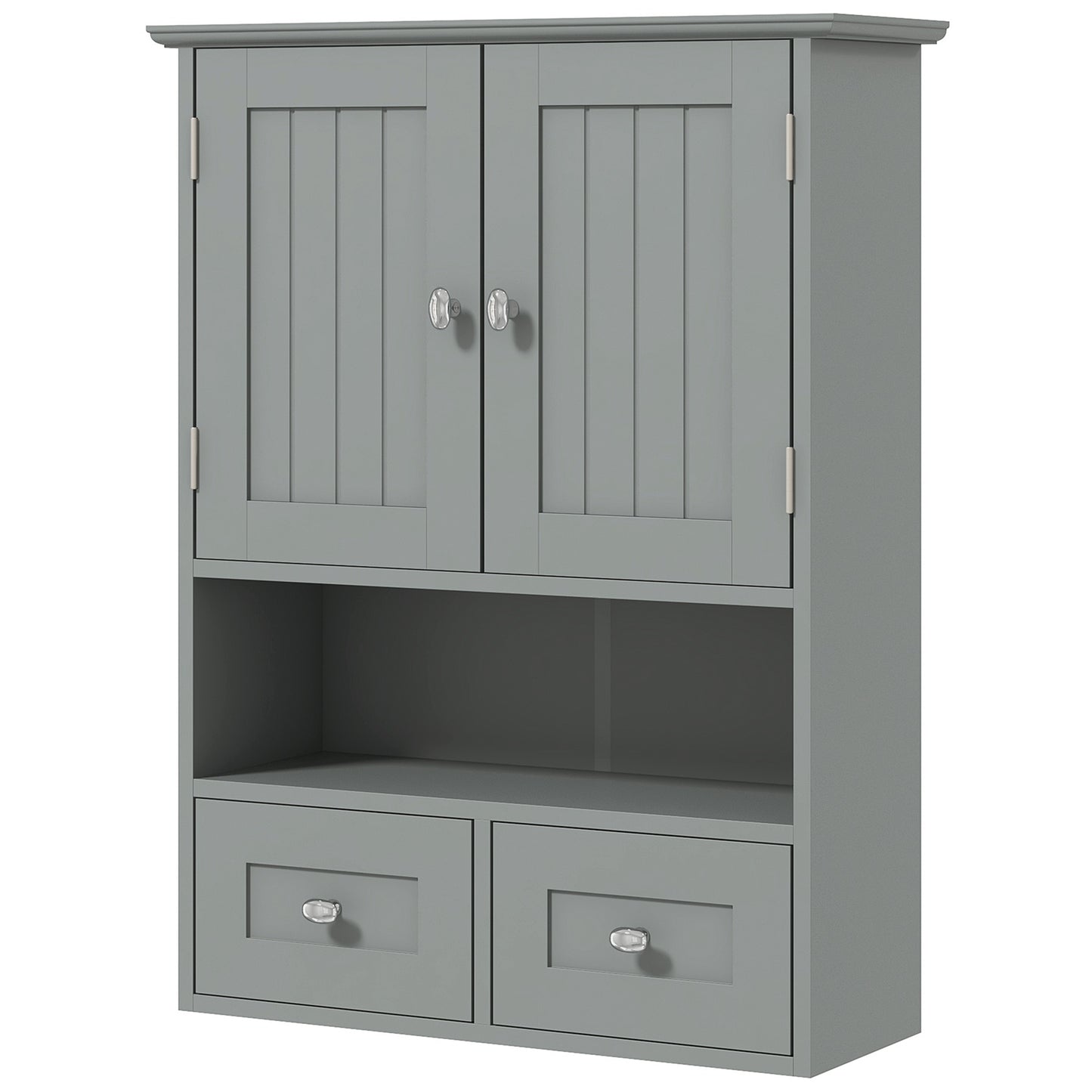Bathroom Wall Cabinet with 2 Drawers, Modern Medicine Cabinet with 2 Doors and Open Shelf, Over the Toilet Storage Organ