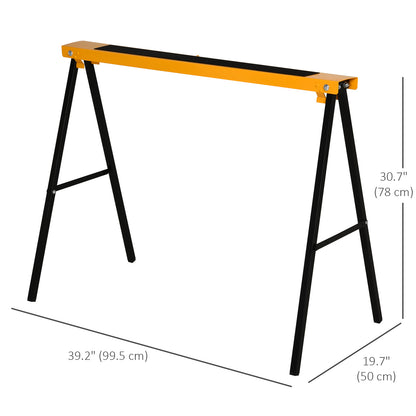 2PCS Saw Horse Twin Pack Folding Workbench Metal Trestle Stands with Non-slip EVA Surface Orange