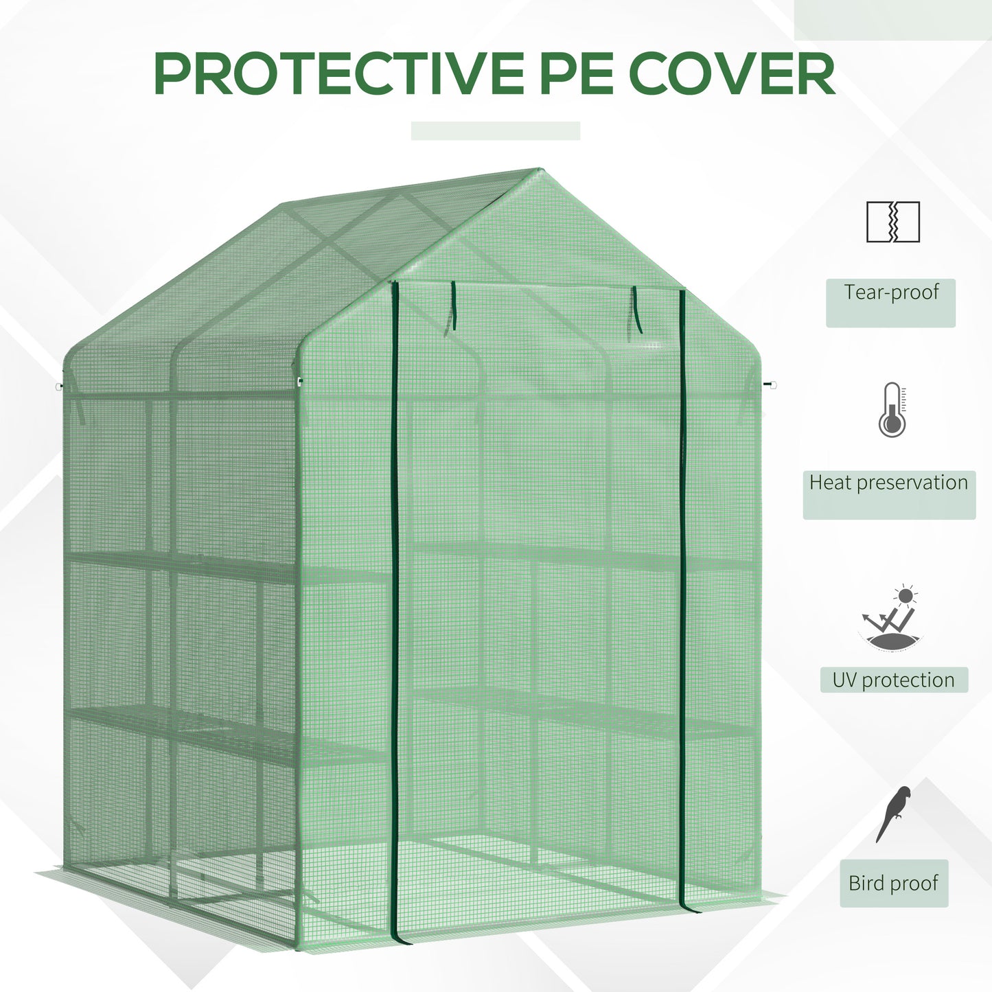 56" x 54" x 74" Walk-in Greenhouse Portable Garden Flower Seed Warm House with 8 Shelves, Outdoor Plant Growth Hot House