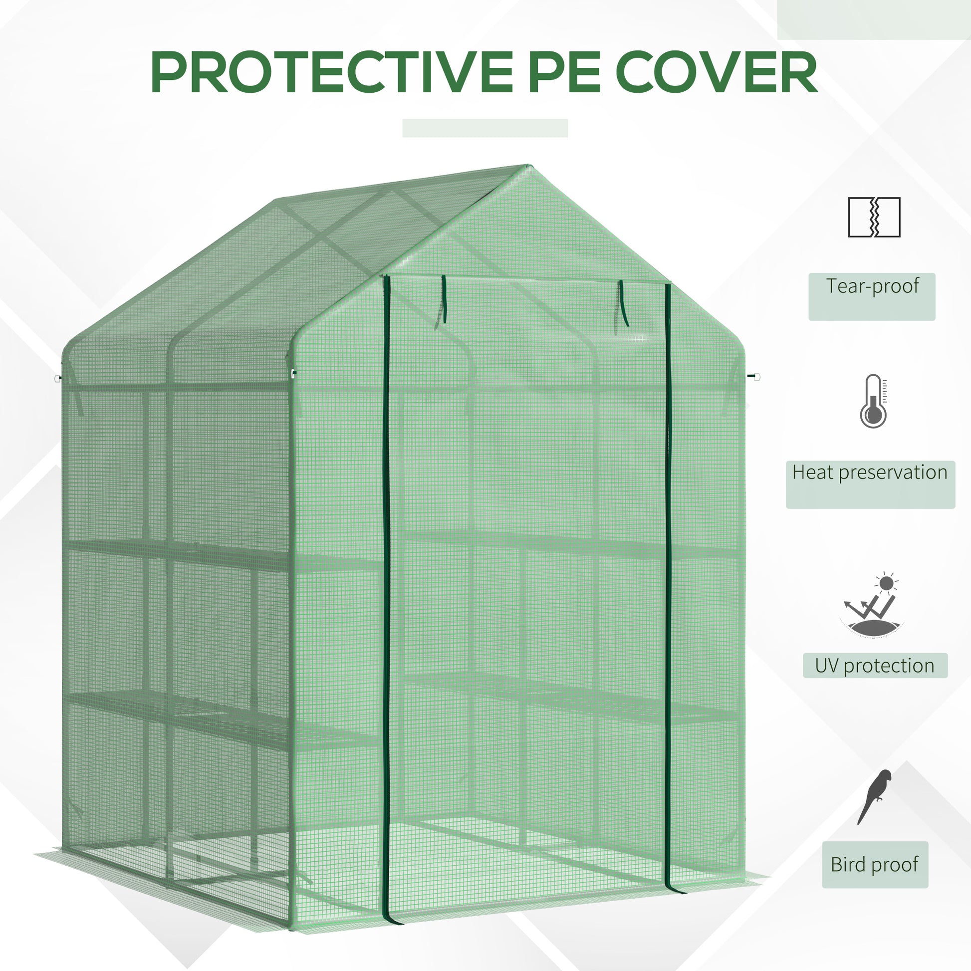 56" x 54" x 74" Walk-in Greenhouse Portable Garden Flower Seed Warm House with 8 Shelves, Outdoor Plant Growth Hot House