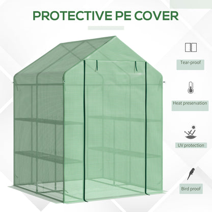 56" x 54" x 74" Walk-in Greenhouse Portable Garden Flower Seed Warm House with 8 Shelves, Outdoor Plant Growth Hot House