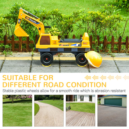Qaba No Power Ride On Excavator Construction Digger Multi-Functional Truck Toy with 2 in 1 Design Detachable Digging Buc
