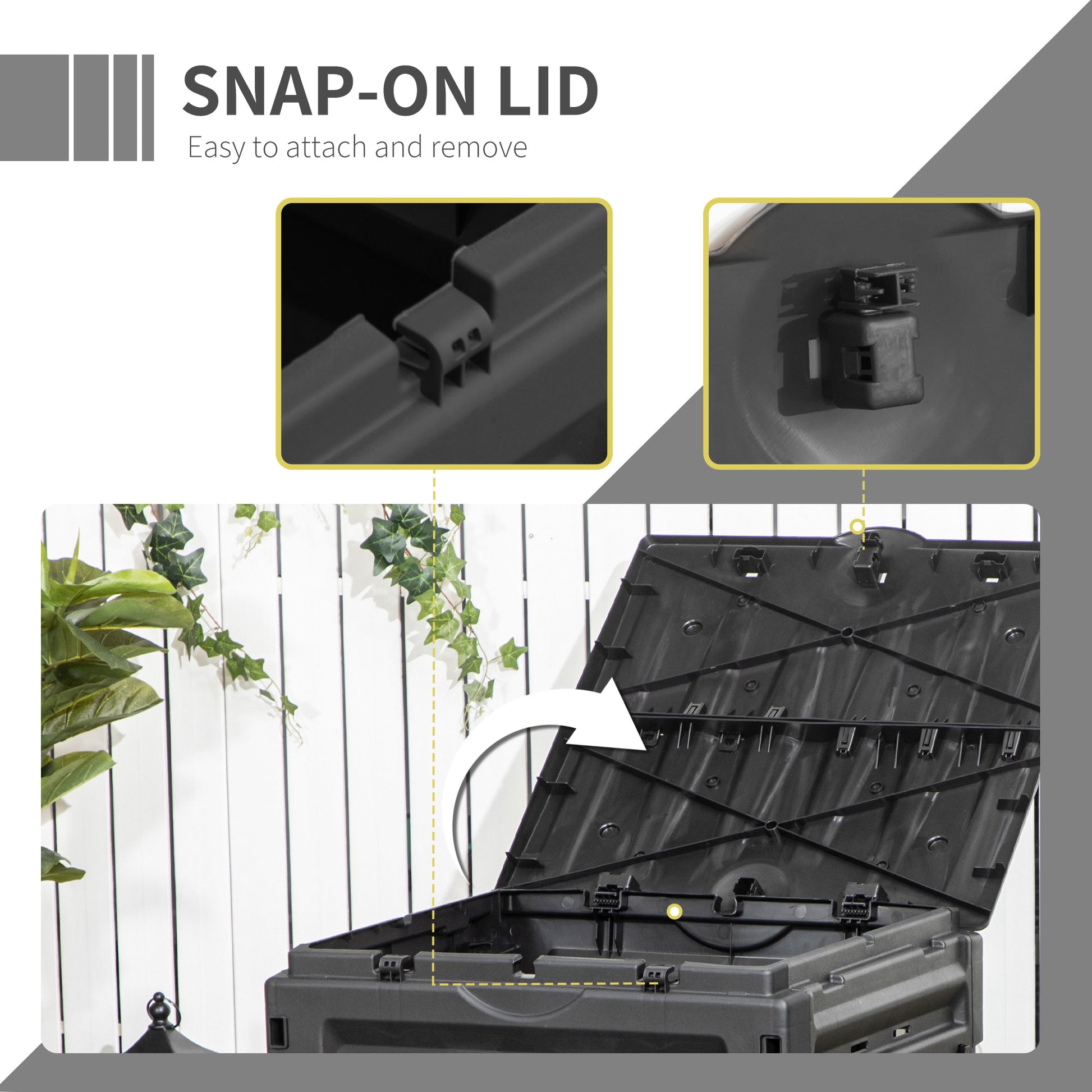 Compost Bin, Garden Composter with 80 Vents and 2 Doors, 120 Gallon (450L), Black