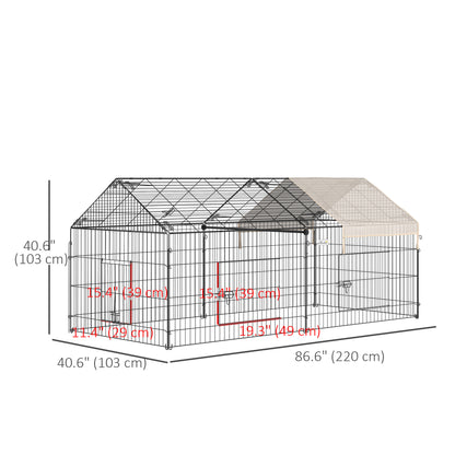 Pet Playpen with Roof, Metal Guinea Pig Cage, Rabbit Pen, Chicken Coop Run, Catio Cat Enclosure with Cover, Doors, Indoo