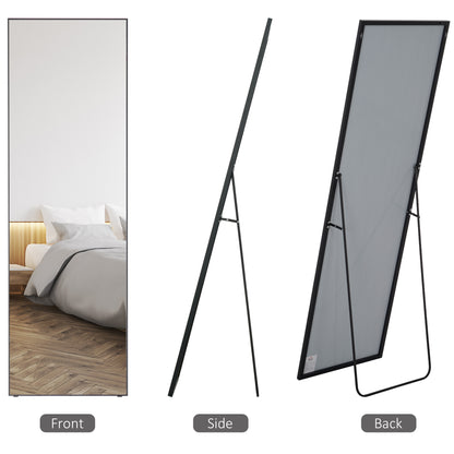 64"x20" Full Length Mirror, Floor Standing, Wall-Mounted or Leaning Against Wall Tall Mirror w/Support Frame, Rectangula