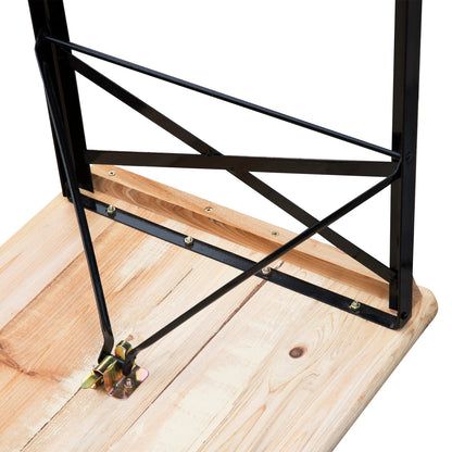 3 Pieces Folding Picnic Table Set, Portable Folding Picnic Table and Benches with Steel Frame for Garden, Park, Natural 