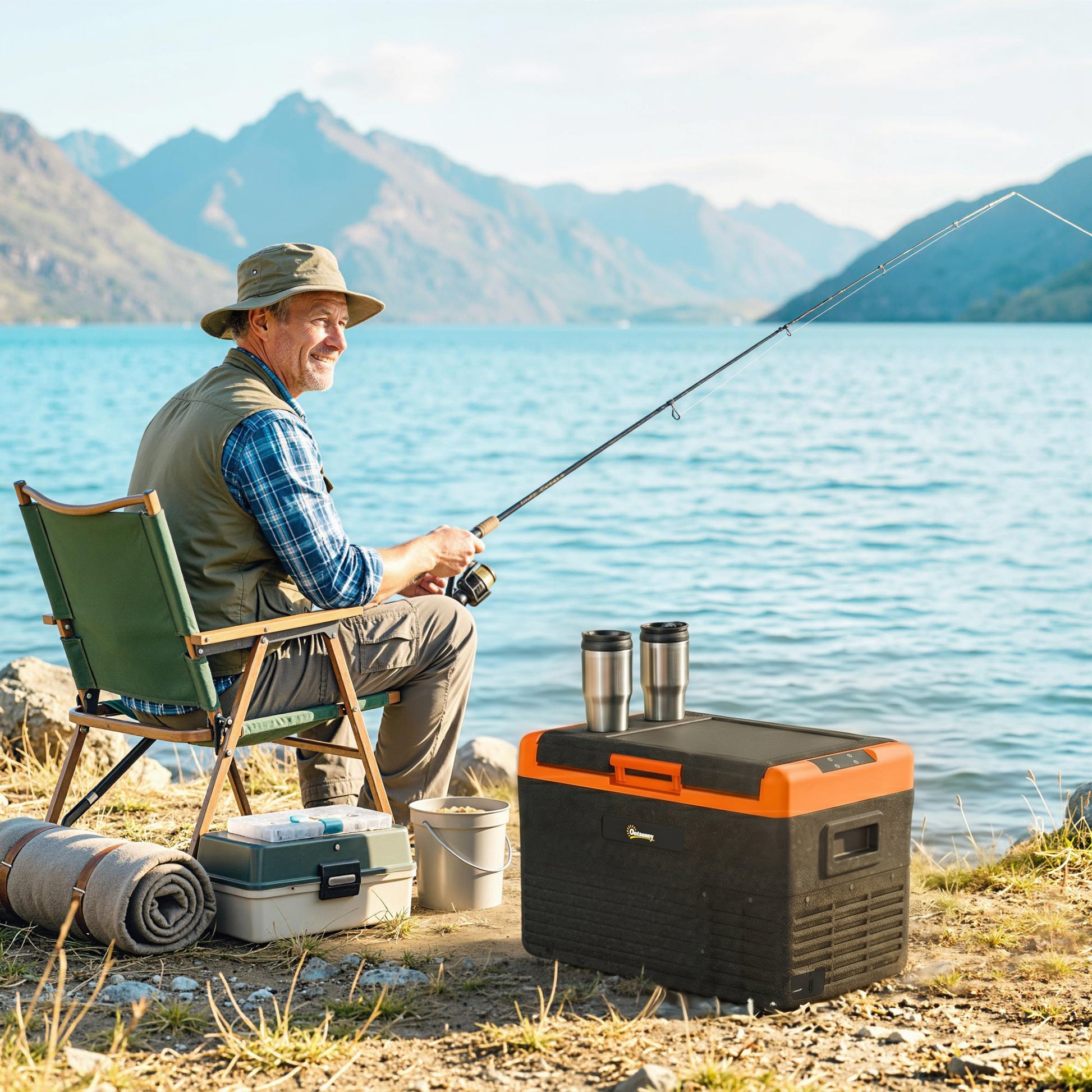 32 Quart Car Fridge, Portable Freezer, Electric Cooler Box with 12/24V DC and 100-240V AC for Camping, Driving, Picnic