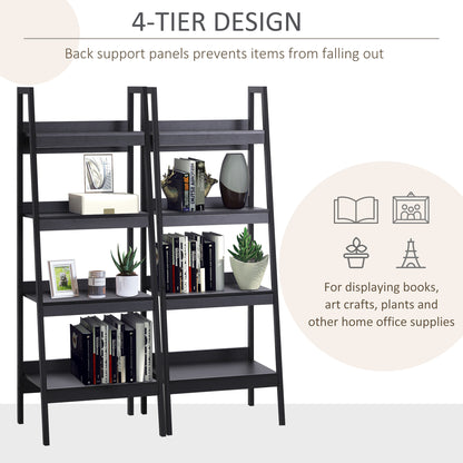 Set of 2, 4 Tier Ladder Shelf Bookcase, Multi-Use Display Rack, Storage Shelving Unit Display Stand, Flower Plant Stand,