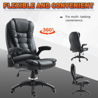 Executive Office Chairs Heated Massage High Back Reclining Office Chair Swivel Leather Adjustable Vibrating Furniture Bl