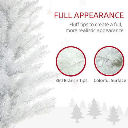 6' Prelit Christmas Trees, Pencil Artificial Christmas Tree with Colourful Surface Tips, Colourful LED Lights, White