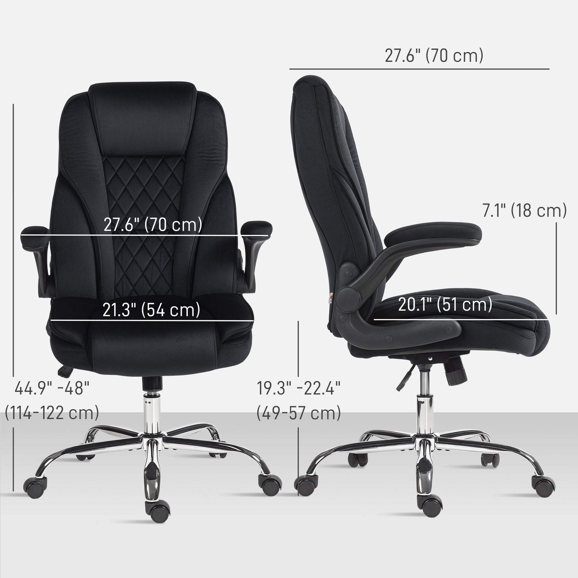 Executive Office Chair, Desk Chair with Flip-up Armrest, Diamond Fabric Computer Chair for Home Office, Black