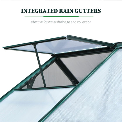 6.2' x 6.3' x 6.6' Clear Polycarbonate Greenhouse Large Walk-In Green House Garden Plants Grow Galvanized Base Aluminium