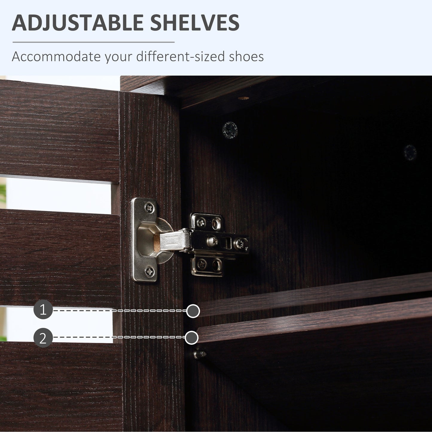 Narrow Shoe Cabinet with 2 Slatted Doors, Modern Shoe Storage Cabinet with Adjustable Shelves for Entryway, Hallway, Liv