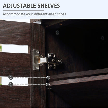 Narrow Shoe Cabinet with 2 Slatted Doors, Modern Shoe Storage Cabinet with Adjustable Shelves for Entryway, Hallway, Liv