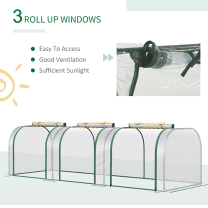 10' x 3' x 2.5' Portable Mini Tunnel Greenhouse with 3 Zipped Doors, Easy Assembly, Clear