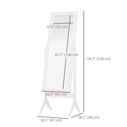 Full Length Mirror, Free Standing Full Body Mirror with Rectangular Frame, Adjustable Angle for Dressing Room, Bedroom, 
