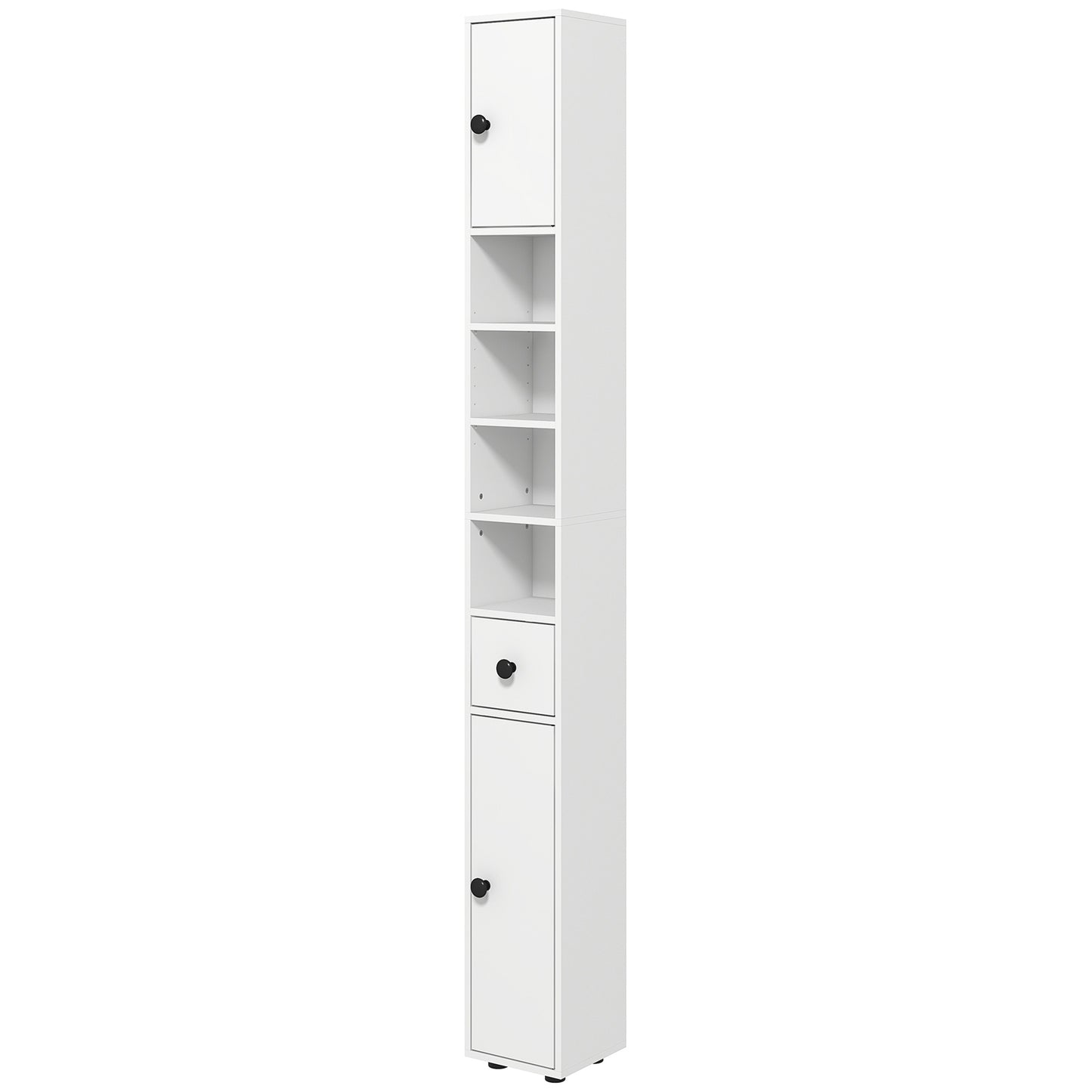 71" Tall Bathroom Storage Cabinet, Narrow Bathroom Cabinet with Open Shelves, 2 Door Cabinets, Adjustable Shelves, for K