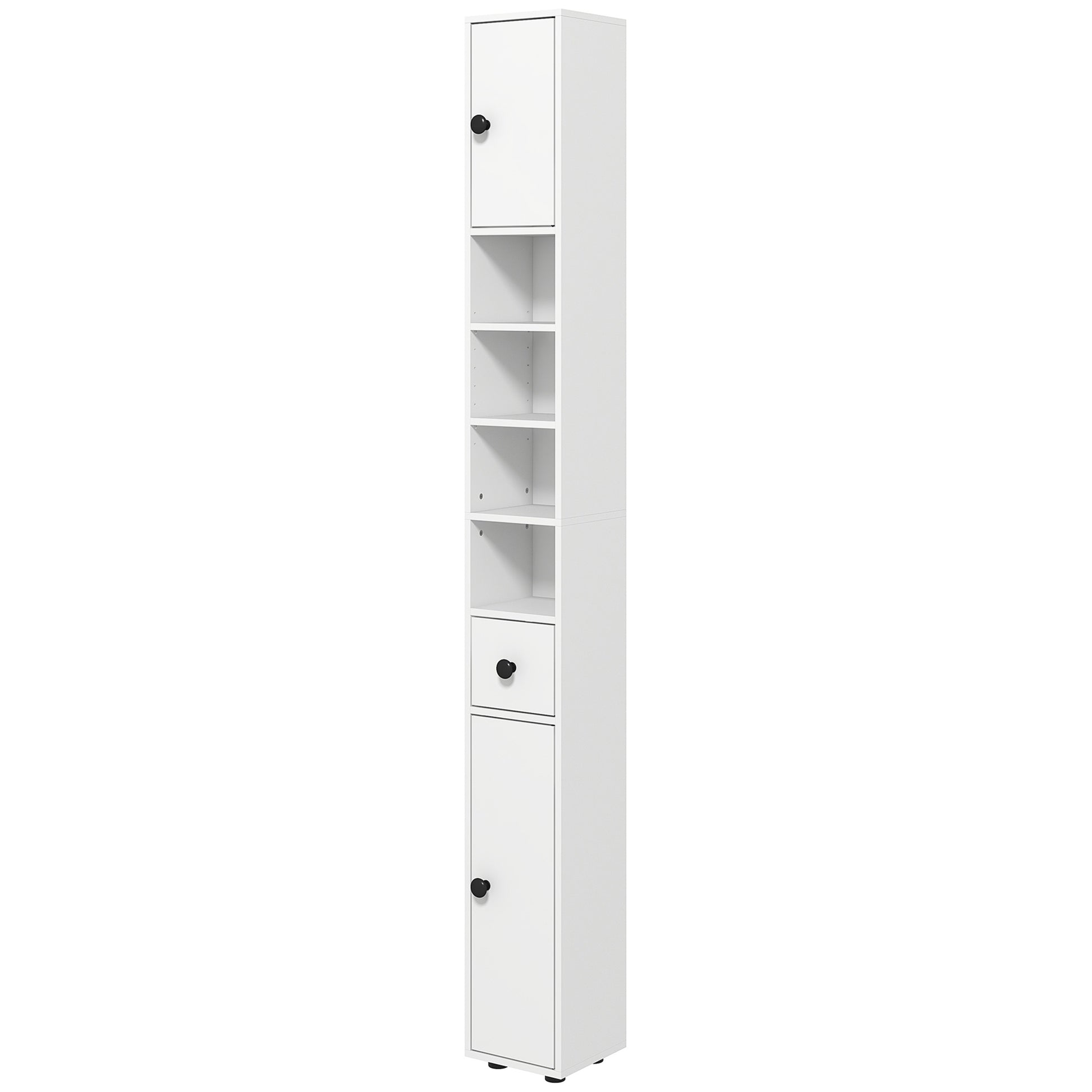 71" Tall Bathroom Storage Cabinet, Narrow Bathroom Cabinet with Open Shelves, 2 Door Cabinets, Adjustable Shelves, for K