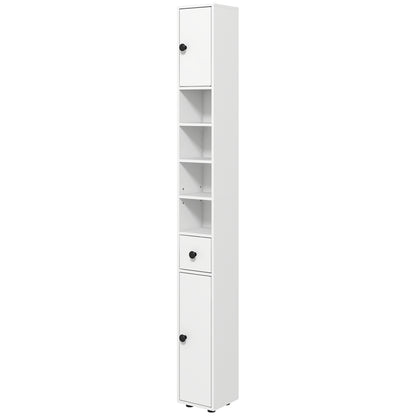 71" Tall Bathroom Storage Cabinet, Narrow Bathroom Cabinet with Open Shelves, 2 Door Cabinets, Adjustable Shelves, for K