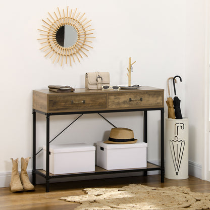 39" Vintage Console Table, Narrow Entryway Table with Drawers, Storage Shelf for Behind Couch, Living Room, Hallway, Bed