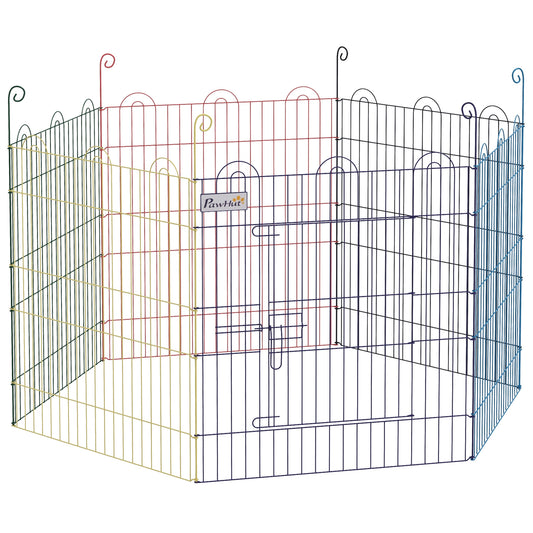 Metal Pet Playpen Portable Hexagon Dog Exercise Fence Multi-colored