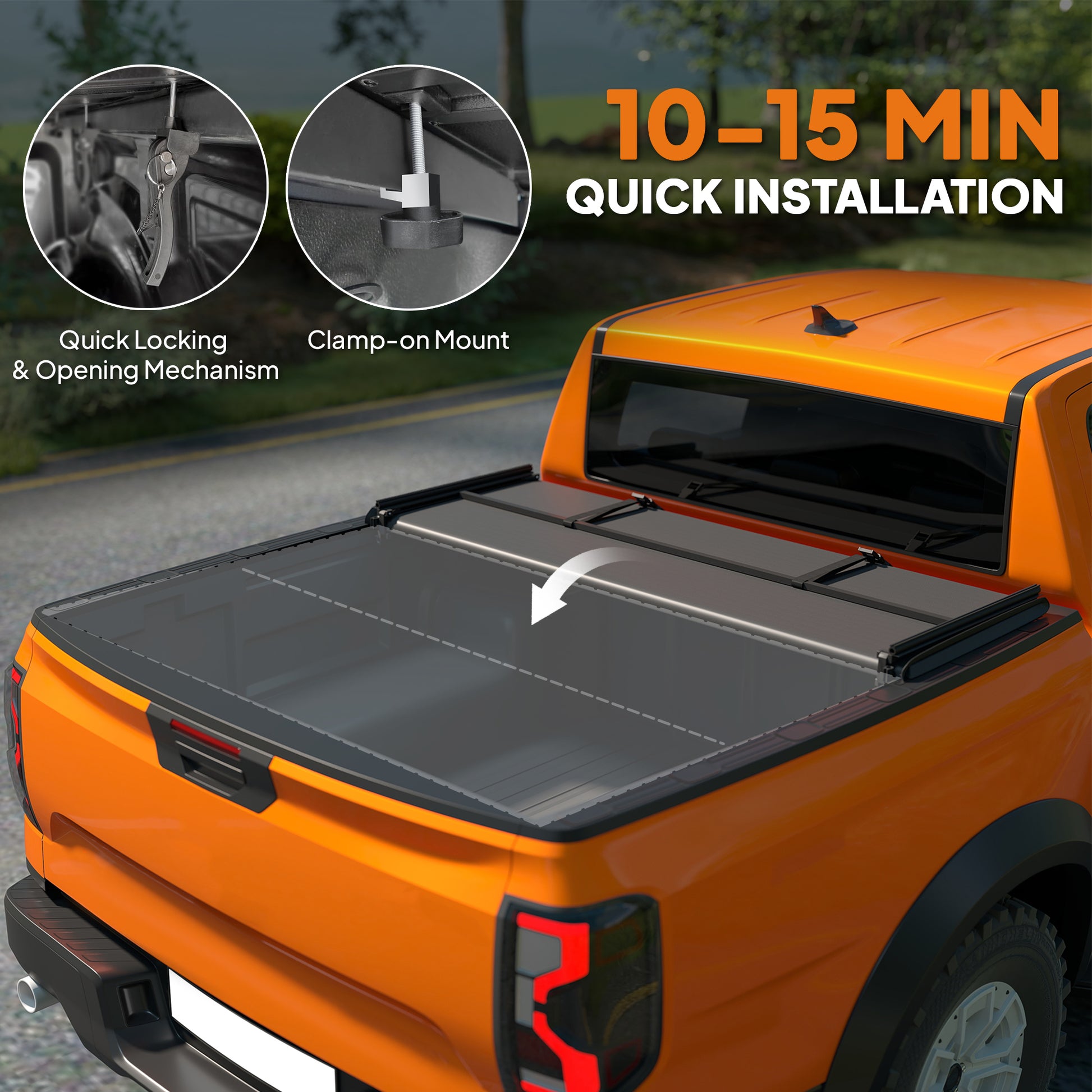 5'6'' Soft Tri-Fold Truck Bed Tonneau Cover for 5.5 ft Bed, Truck Bed Cover with Seal Strip, Black