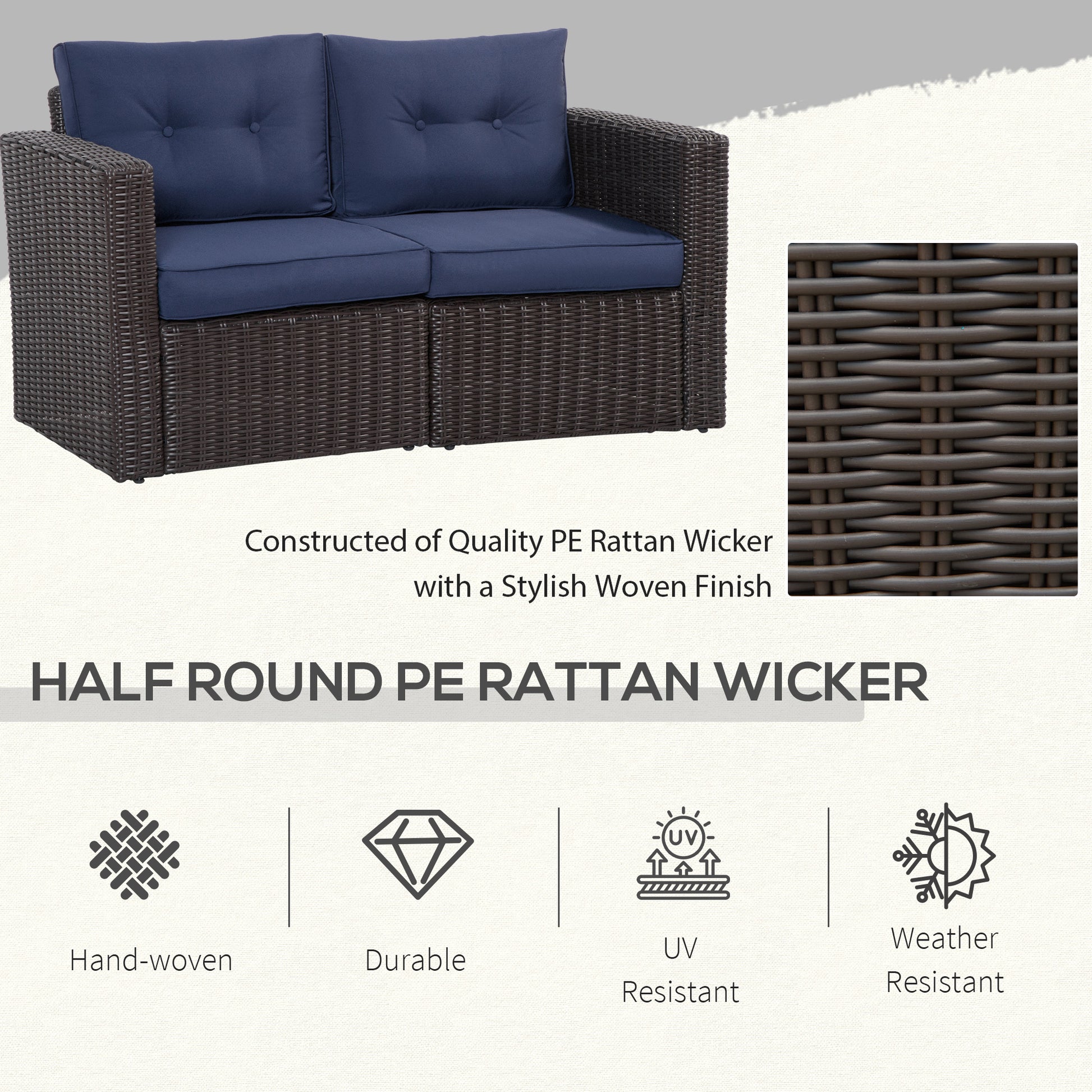2 Pieces Patio Furniture Set Outdoor Loveseat Wicker Corner Sofa Set Outdoor Freely Combination PE Rattan Furniture, W/ 