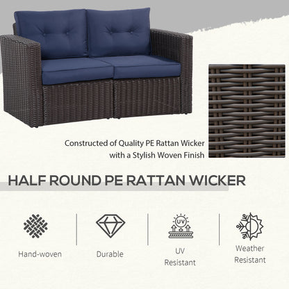 2 Pieces Patio Furniture Set Outdoor Loveseat Wicker Corner Sofa Set Outdoor Freely Combination PE Rattan Furniture, W/ 