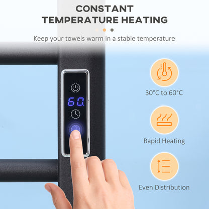 8-Bar Heated Towel Warmer Rack with Built-in Timer and LED Indicators, Wall Mounted & Free Standing Carbon Steel Electri