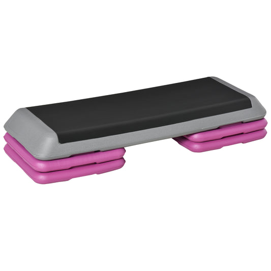 Soozier 43" Adjustable Aerobic Platform Stepper 3 Level with Risers 4” 6” 8” Cardio Fitness Trainer Workout Step Home Gy