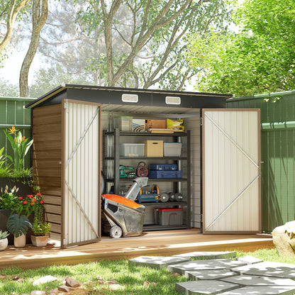 8 x 4 ft Galvanized Garden Storage Shed, Metal Outdoor Tool House with Double Doors and Dual Vents for Backyard and Pati