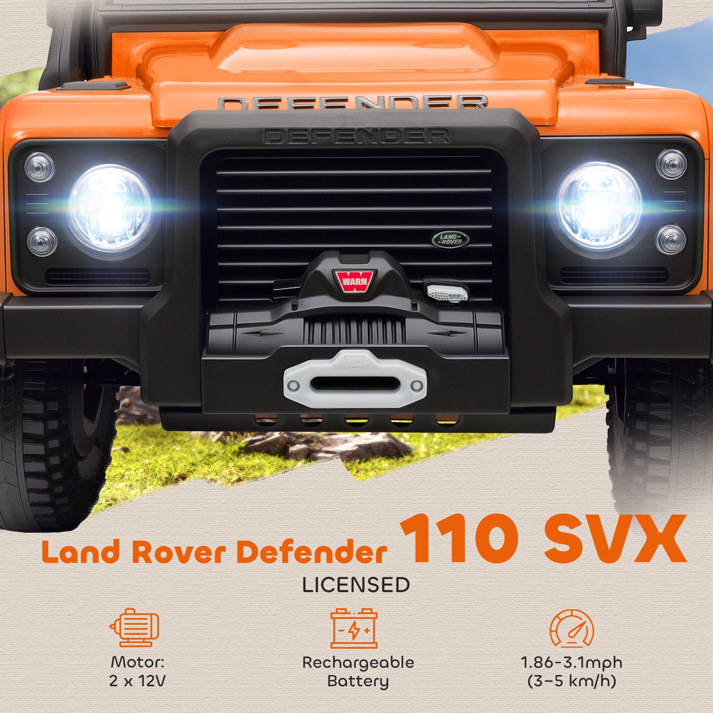 Qaba Land Rover Licensed Kids Ride on Truck with Remote Control, Spring Suspension, LED Lights, 3 Speed for Ages 3-5, Or