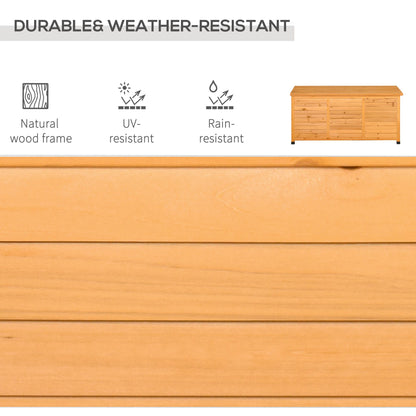 75 Gallon Wooden Storage Box patio Deck Box Bench, Garden Backyard Outdoor Storage Container with Aerating Gap & Weather