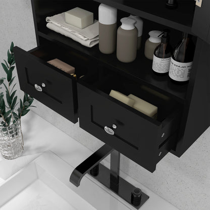 Medicine Cabinet, Bathroom Wall Cabinet with Shelf and Drawers for Hallway, Living Room, Black