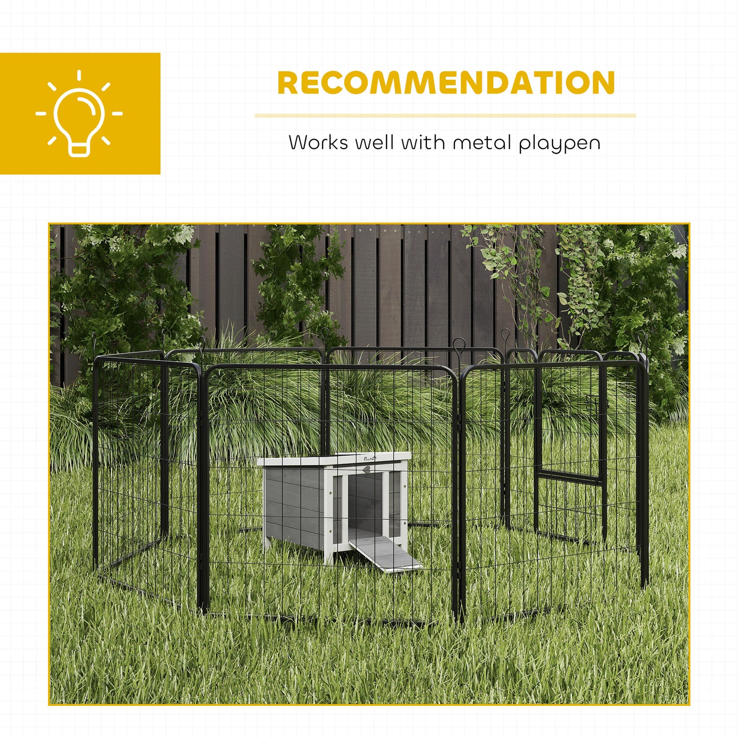 Wooden Rabbit Hutch, Bunny Cage with Waterproof & Openable Asphalt Roof, Outdoor Cat House Guinea Pig Cage Duck Shelter,