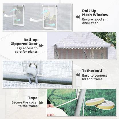 20x10x7ft Walk-in Steeple Greenhouse Outdoor Backyard Plant Seed Growth Tunnel Shed Warm House with 2 Anchor Way White