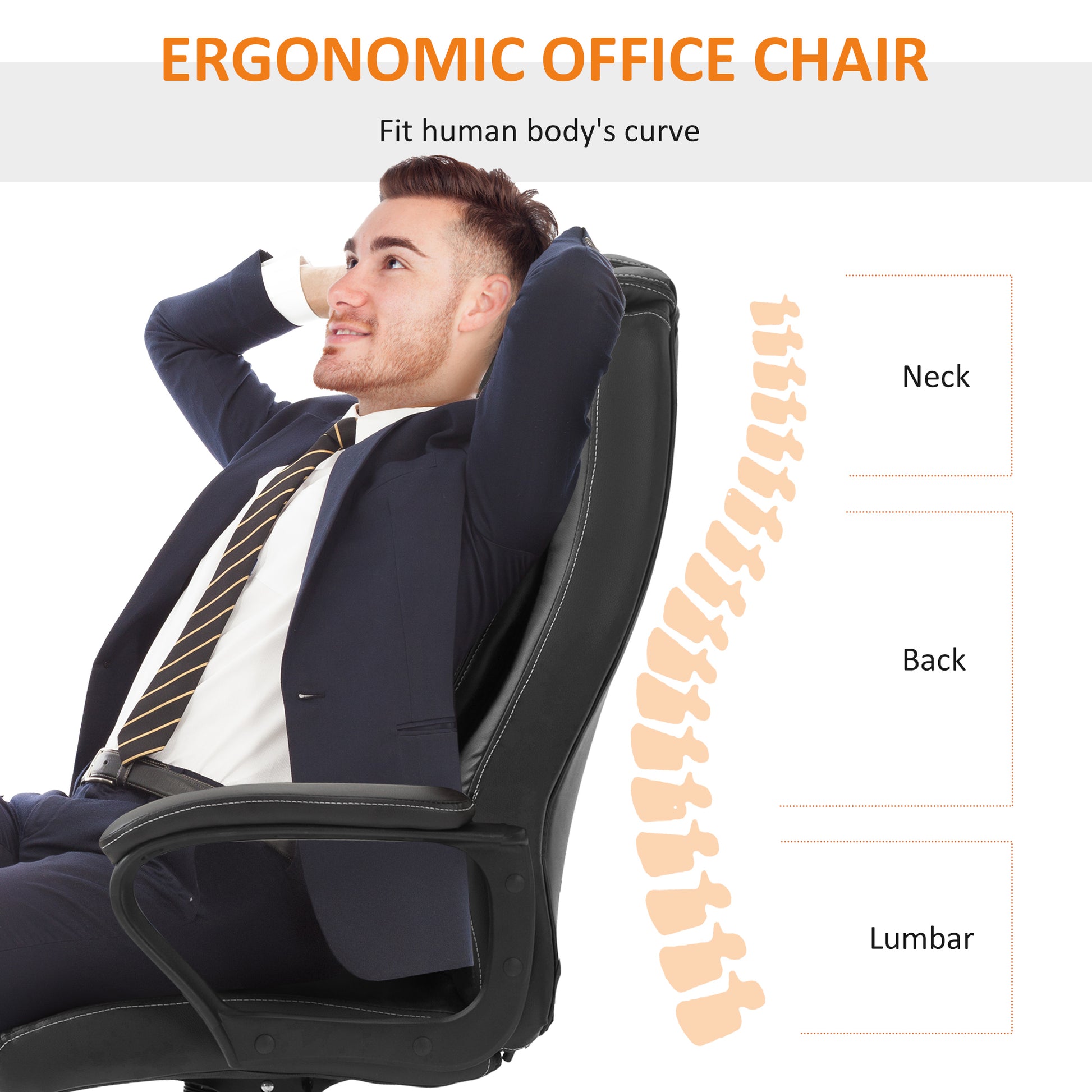 Massage Office Chair, High Back Executive Office Chair with 6-Point Vibration, Timer, Adjustable Height, Swivel Seat and