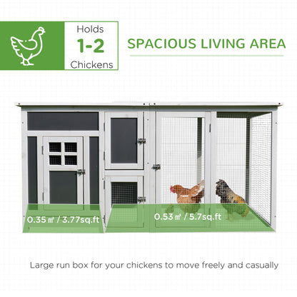 63" Chicken Coop Wooden Hen House Rabbit Hutch Poultry Cage Pen Outdoor Backyard with Nesting Box and Run Small Animal C