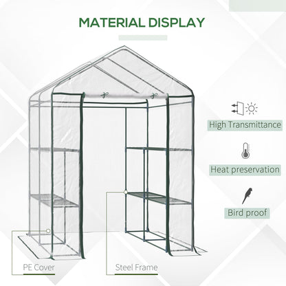 56" x 56" x 77" Walk-in Greenhouse, Portable Garden Flower Seed Warm House with 8 Shelves, Outdoor Plant Growth Hot Hous