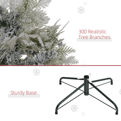 5 Feet Pencil Snow Flocked Artificial Christmas Tree with 517 Realistic Cypress Branches, Auto Open, Green